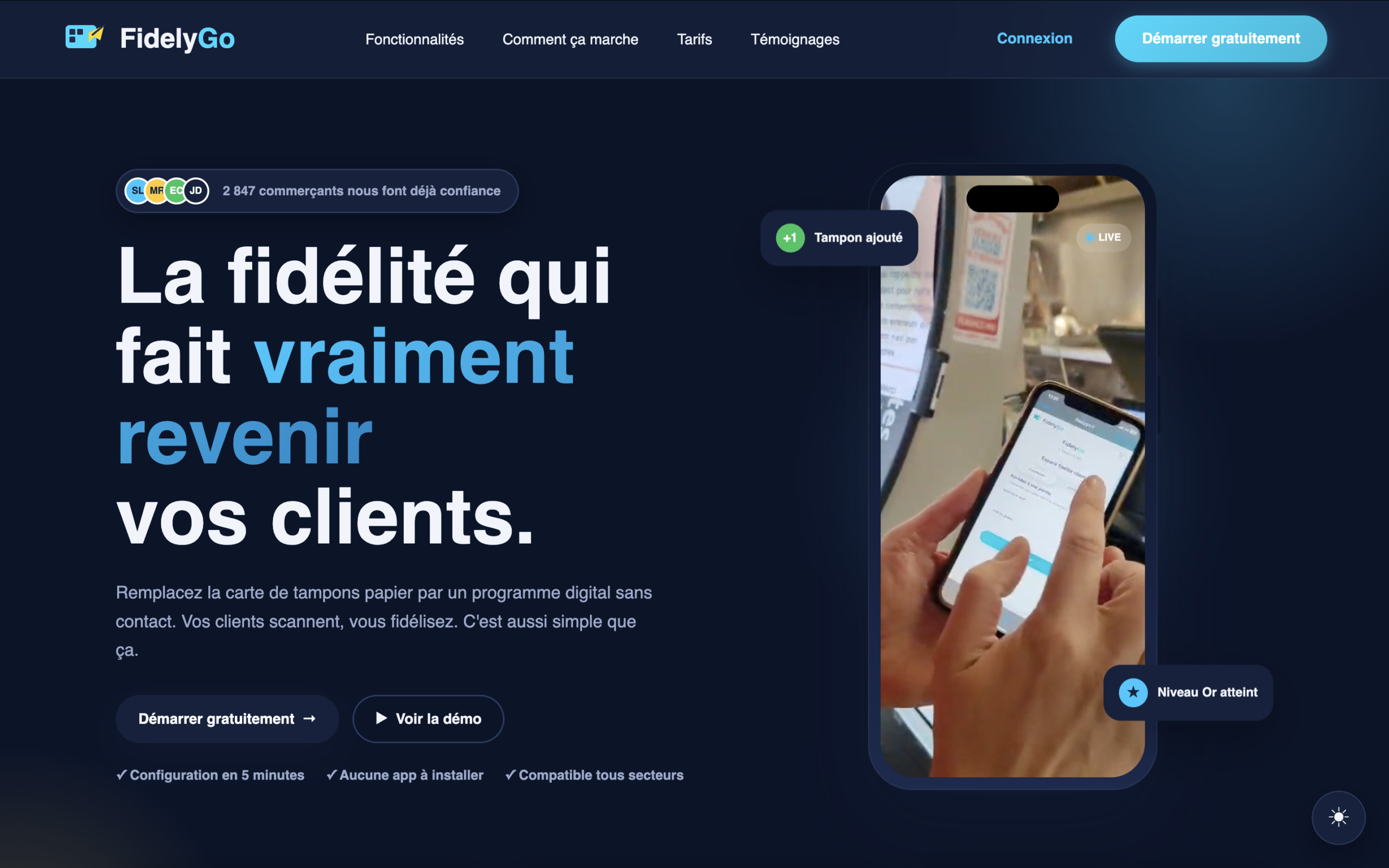 Page d'accueil Fidelygo