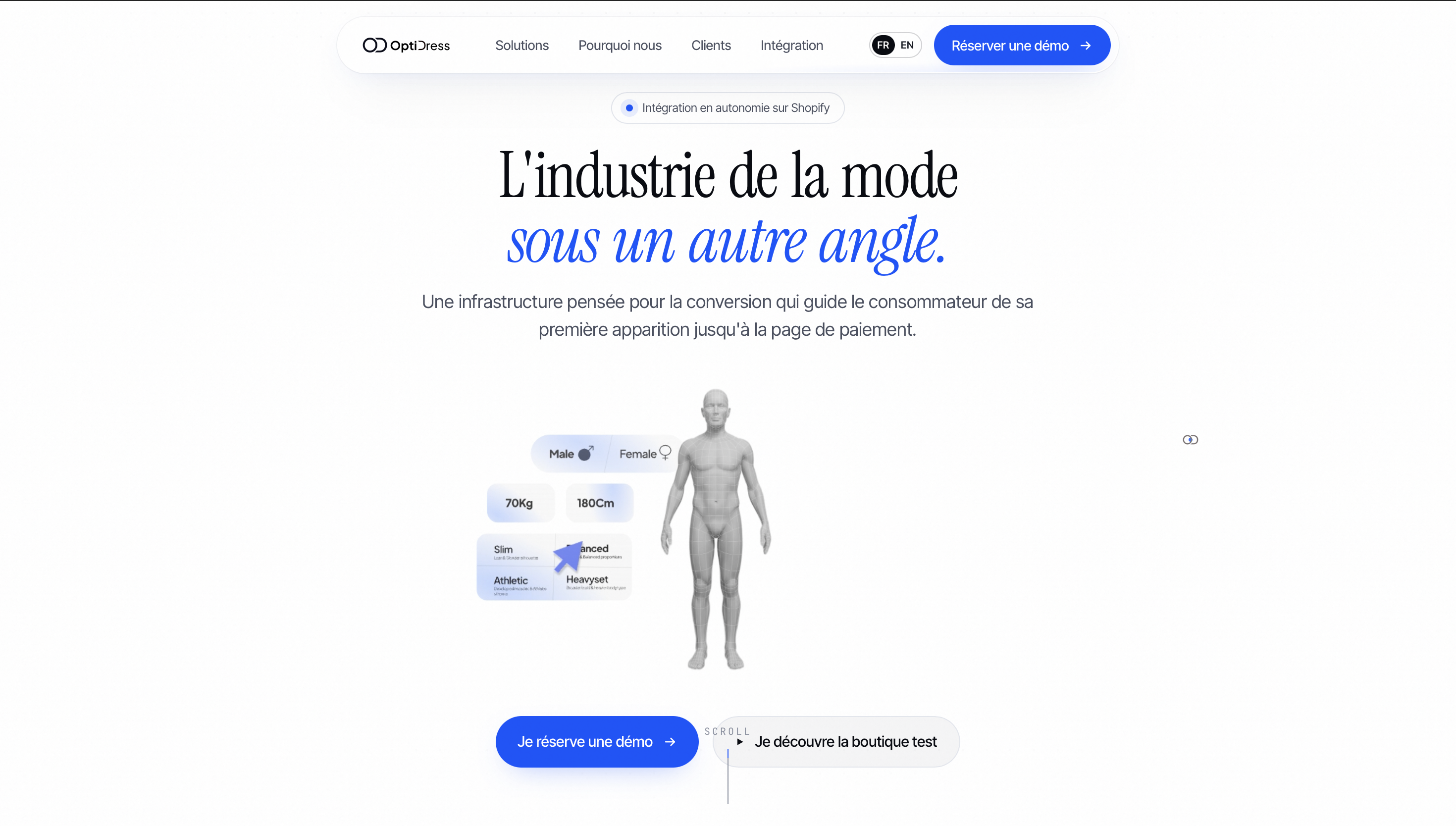 Page d'accueil Optidress